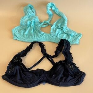 Aerie 2 lace unlined bras black/green